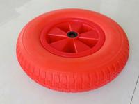 16x4.80/4.00-8 pu foam wheel, plastic rim, hub length 80mm,20mm hole roller Bearing, fob Qingdao 5.3usd